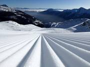 Vers vers geprepareerde piste in het skigebied Schwemmalm