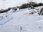 Uitzicht vanaf de Karjochpiste op Obere Böden en Grünboden