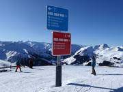 Bebording met moeilijkheidsgraden in kleur (blauw=gemakkelijk, rood=middel, zwart=moeilijk)