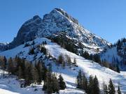 Uitzicht op de skiroute Schwarzreiter