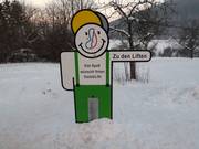 Waarschuwingsbord bij de skiliften