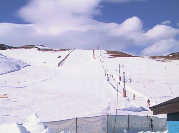 Uitzicht op de brede piste