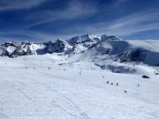 Uitzicht vanuit de Bühlberg-Hahnenmoos-Bahn over het Gran Masta Park op Luegli en Metschstand