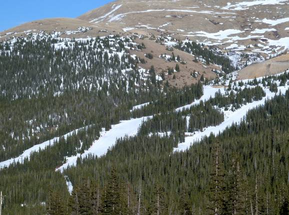 Uitzicht op de pistes in Loveland Valley