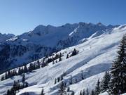 Uitgestrekt off-piste terrein bij de Hornbahn 2000