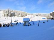 Uitzicht op de Village Platter en de transportband