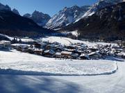 Uitzicht op de accommodaties in Sexten/Moos