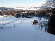 Uitzicht op de gemakkelijke pistes