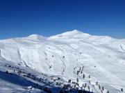 Uitzicht op de pistes bij de Frühmesserbahn