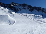 Snelheidsmeettraject "Speedcheck" aan de rechterkant van de piste