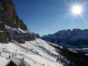 Uitzicht vanaf Laurins Lounge op de Rosengarten en Latemar