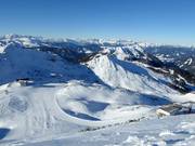 Uitzicht vanaf de Gamskogel op het skigebied Zauchensee 