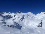 Uitzicht op de off-piste hellingen in skigebied Weißsee Gletscherwelt