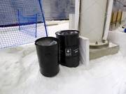 Inzamelcontainer voor statiegeldflessen in de skihal