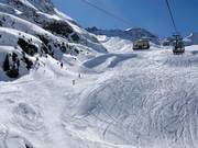 Uitzicht op de poedersneeuwhellingen bij de Ochsenalm