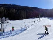 Beginnerspiste Abrahamwiese naast het dalstation van de gondelbaan