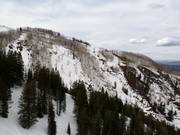 Uitzicht op de extreem moeilijke pistes