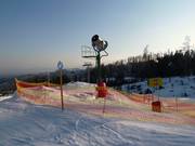 Sneeuwkanon bij de dalafdaling