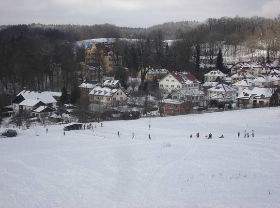 Uitzicht op de piste en Leutstetten