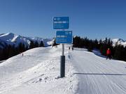 Bebording met moeilijkheidsgraden in kleur (blauw=gemakkelijk, rood=middel, zwart=moeilijk)