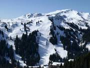 Uitzicht op de moeilijke pistes en skiroutes bij Sunnegg