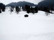 Uitzicht op de gemakkelijke piste in Saxeten