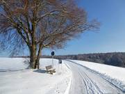 Route naar de skilift in Landsberied