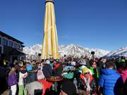Après-ski bij de Giggijoch voor de afdaling naar het dal