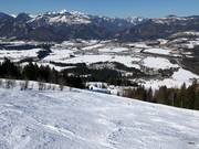 Skiroute naar het dal