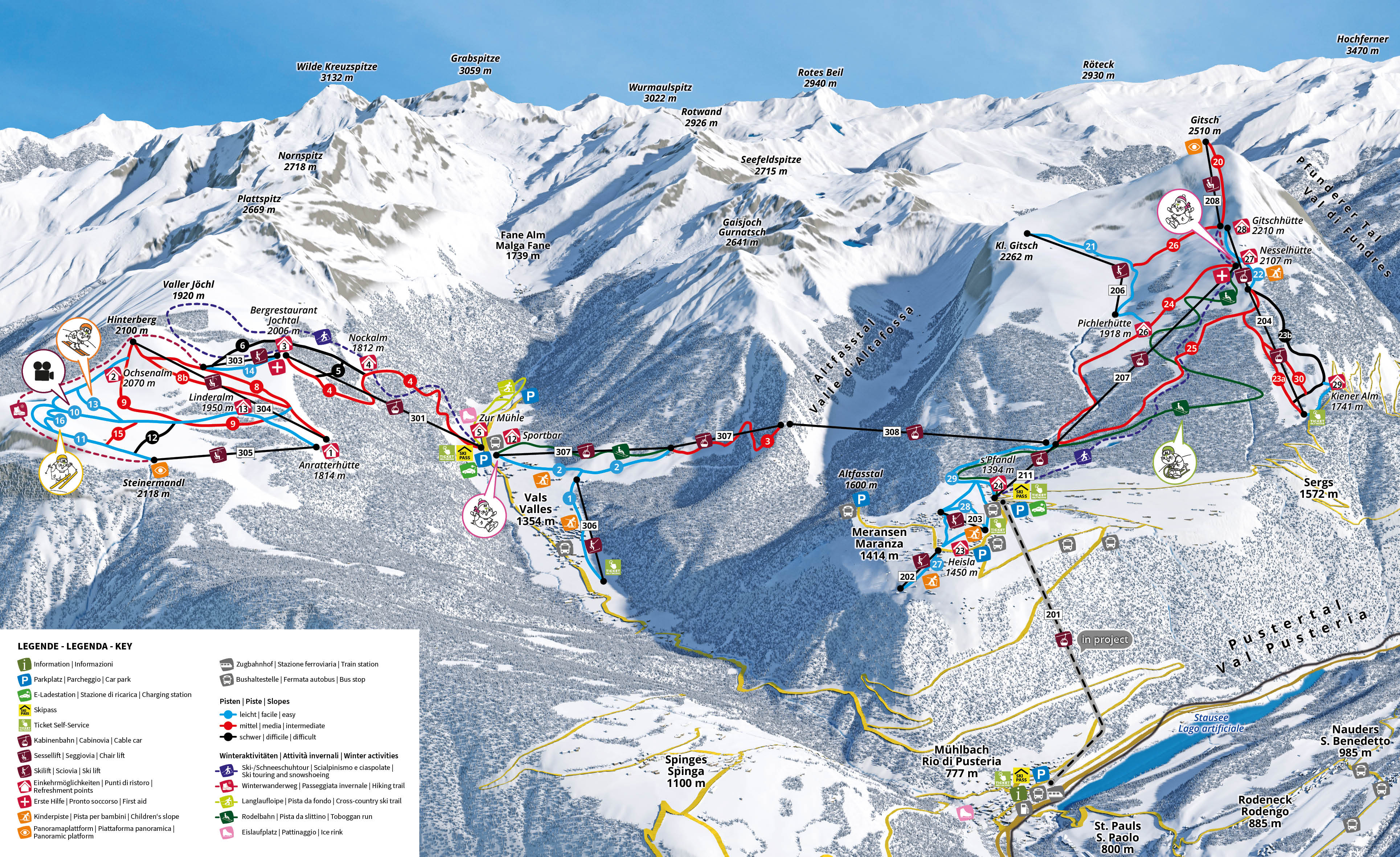 Pistekaart van het skigebied Gitschberg Jochtal