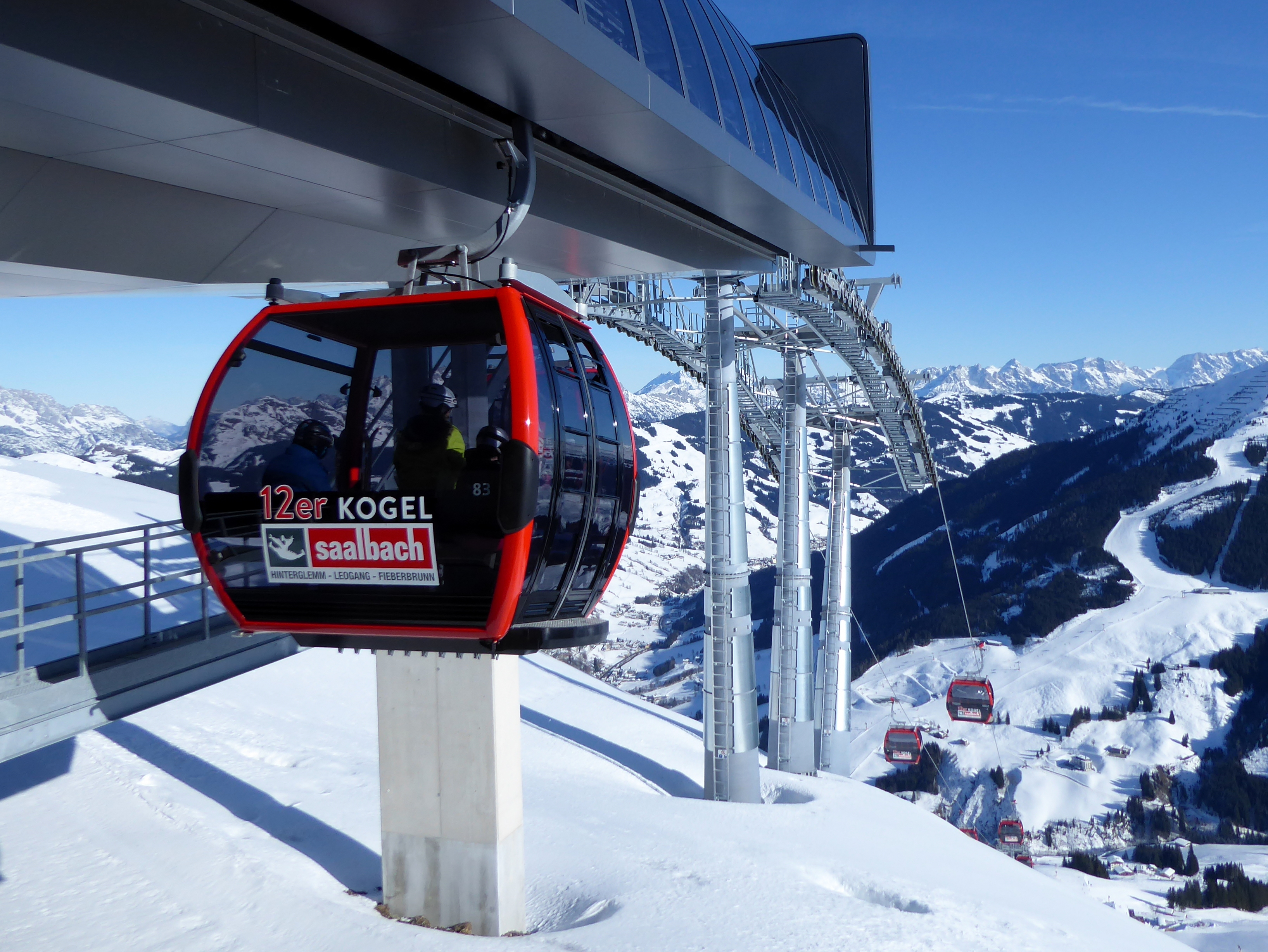 Alle skiliften/kabelbanen in het skigebied Saalbach Hinterglemm Leogang Fieberbrunn (Skicircus)