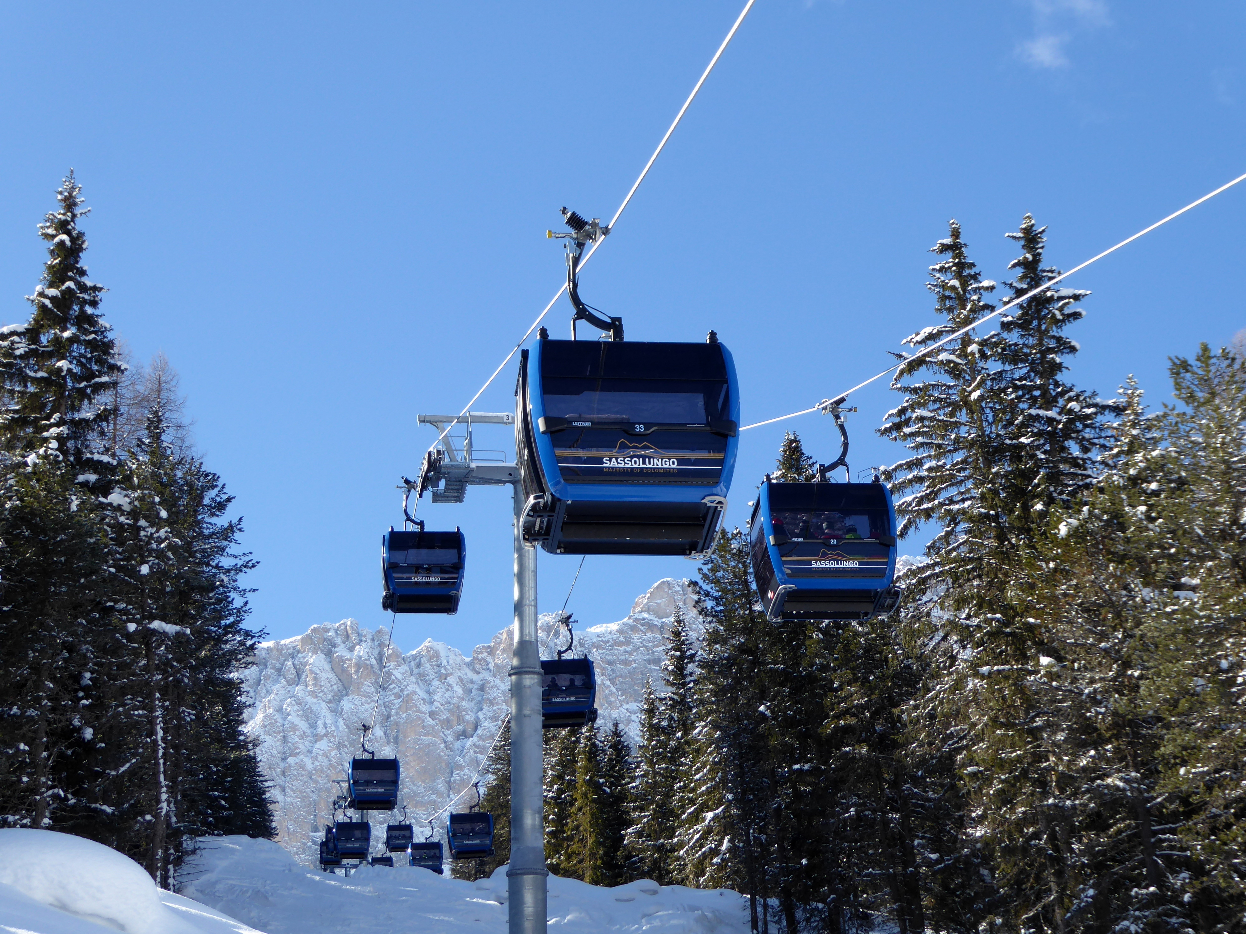 Alle skiliften/kabelbanen in het skigebied Gröden (Val Gardena)