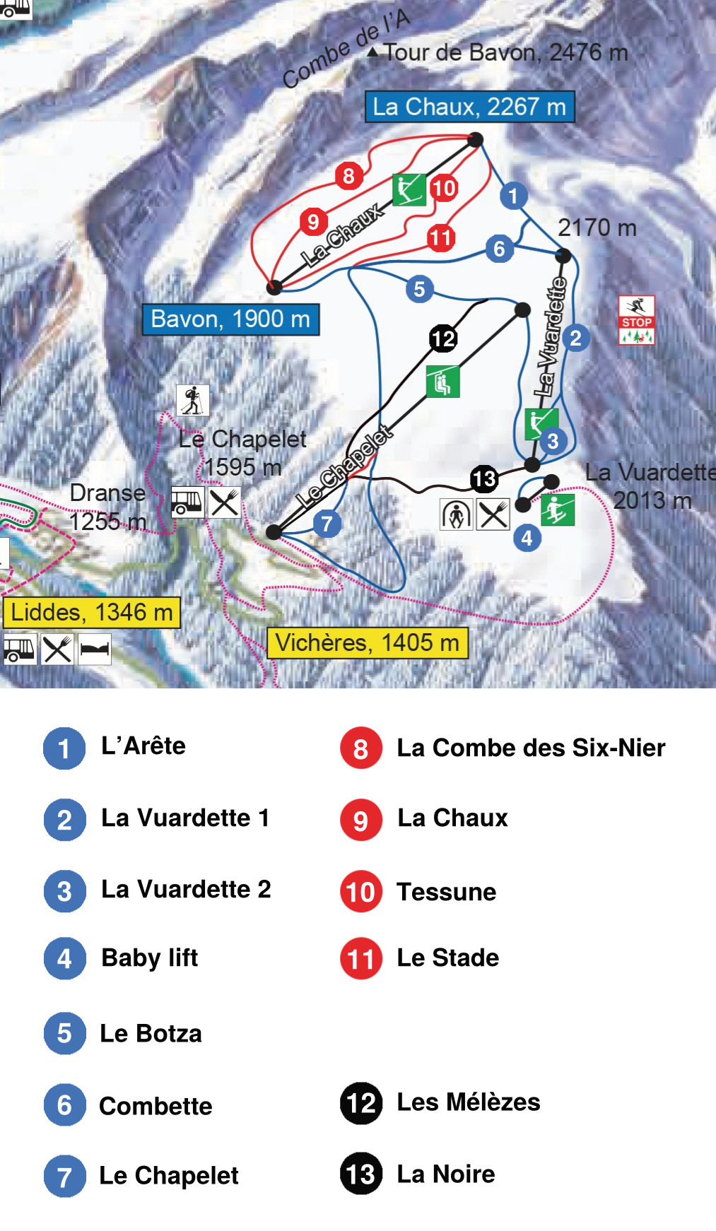 Skigebied Vichères (Liddes)