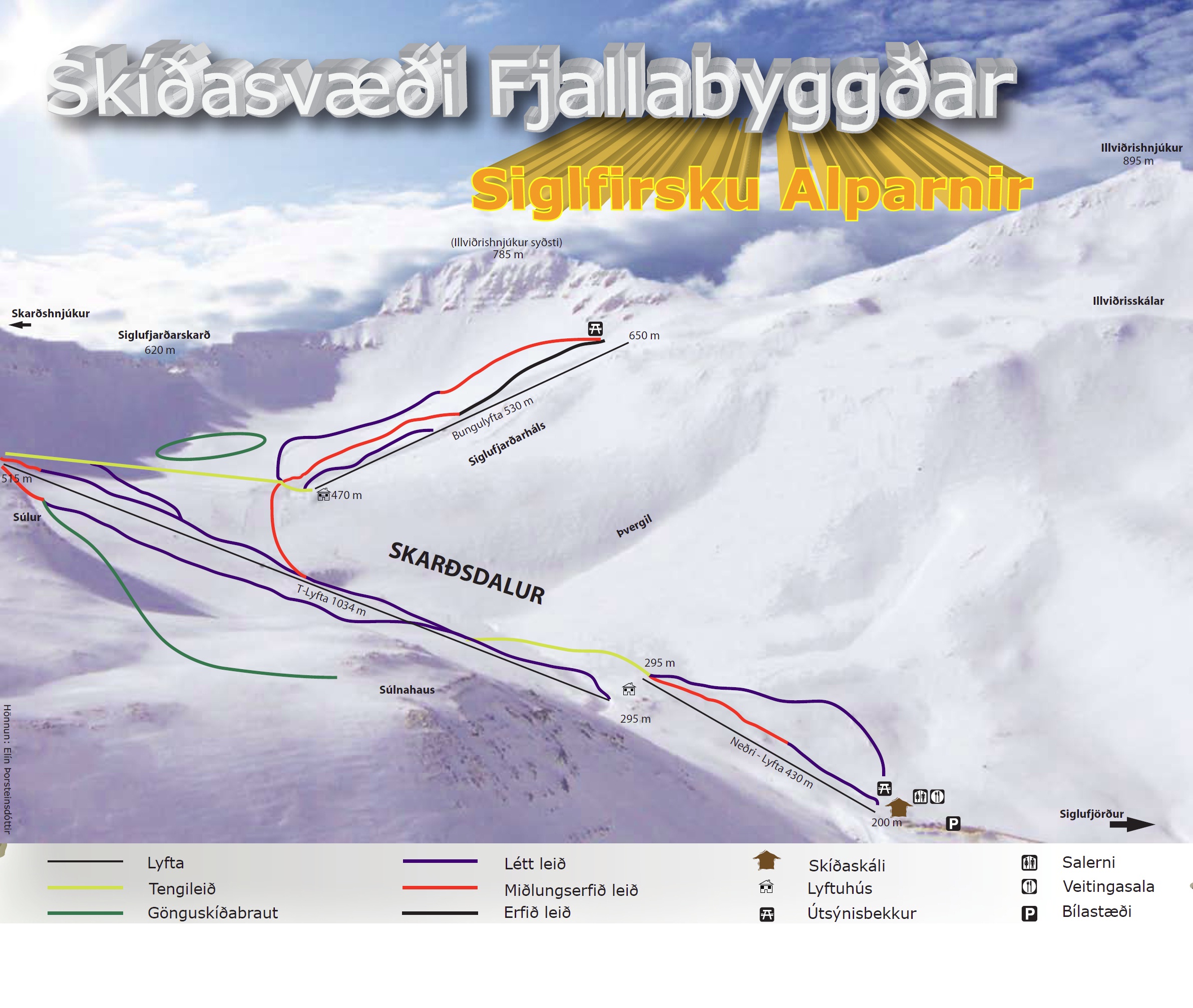 Pistekaart Skarðsdalur – Siglufjörður